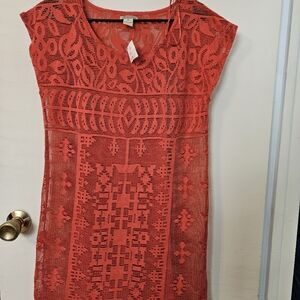 Lucky Brand Orange Sheath Dress with Cap Sleeves for Resort Wear